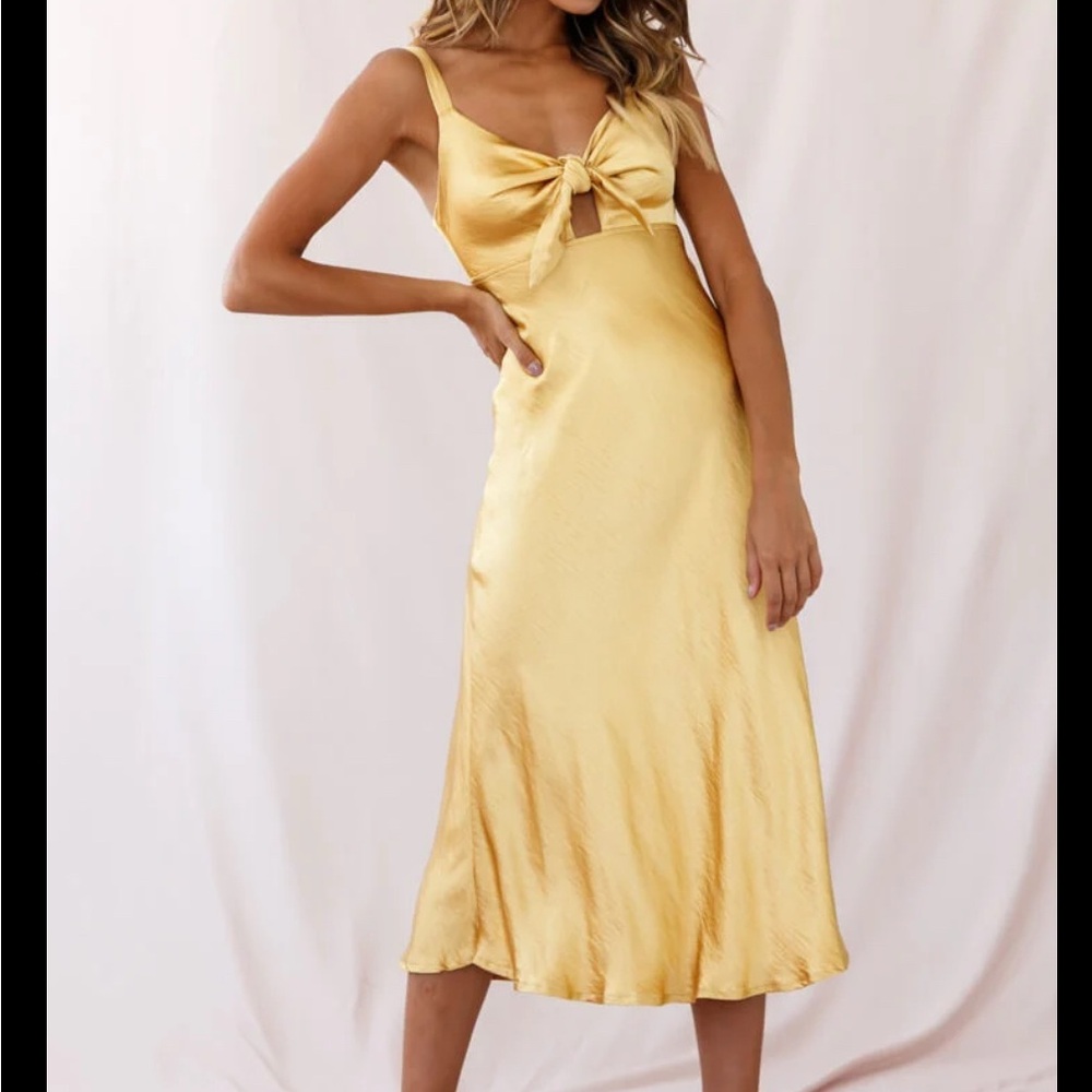 Leslie Gold Midi Dress